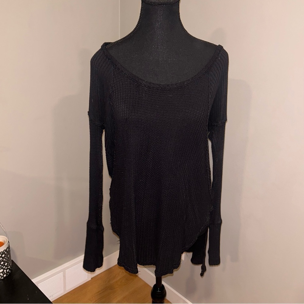 Free People Black Knit Top
